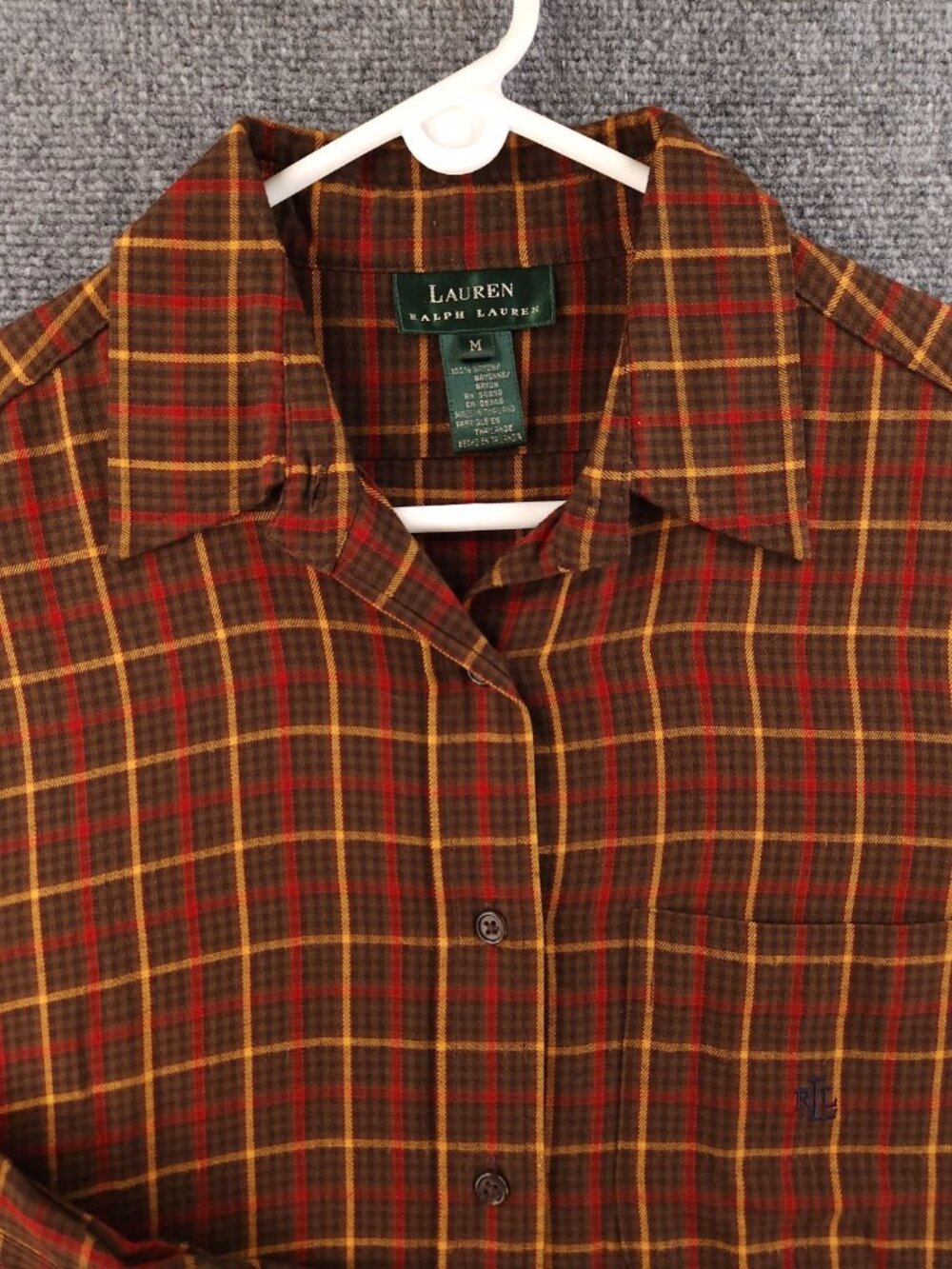 Lauren Ralph Lauren Medium Soft Rayon Long Sleeve Button Up Shirt Fall Colors